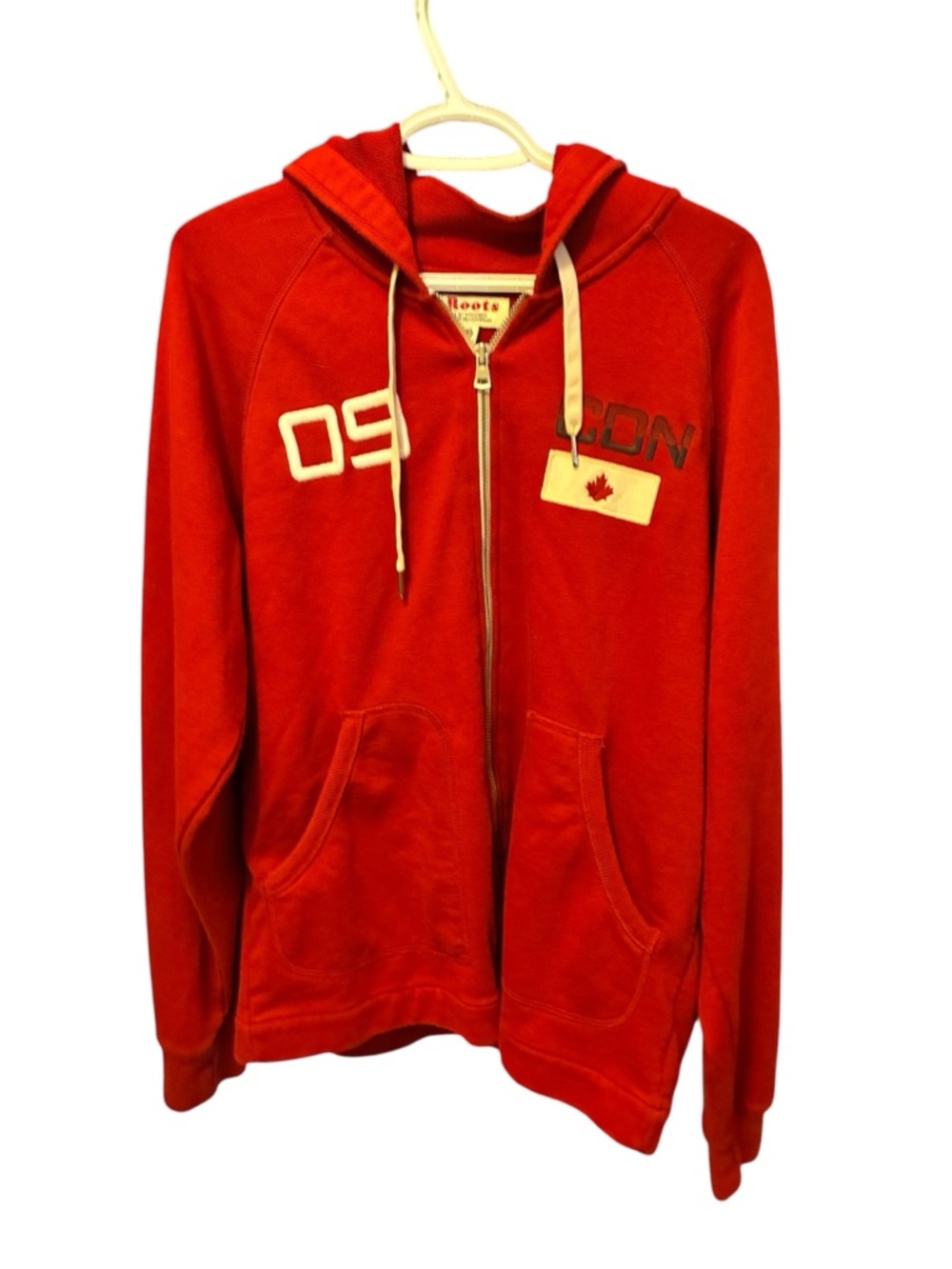 Roots Full Zip Canada Hoodie front pockets unisex Large